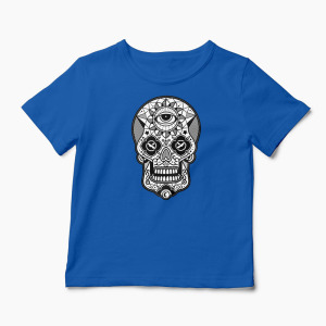Tricou Craniu Geometric - Copii-Albastru Regal